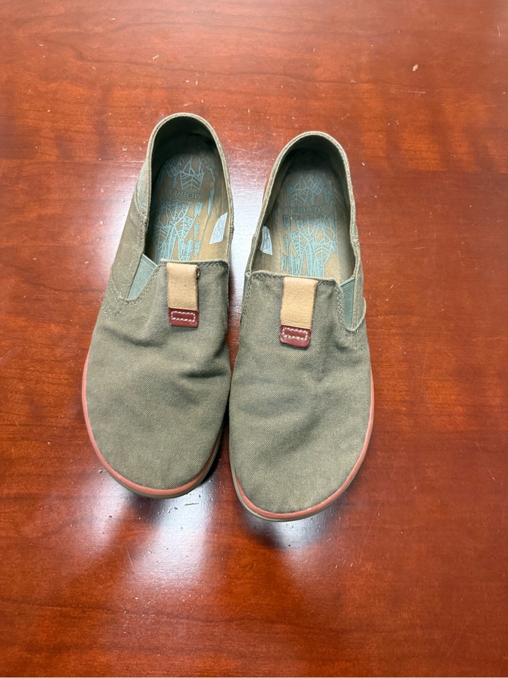Merrell Olive Green Canvas Slip-On Loafers